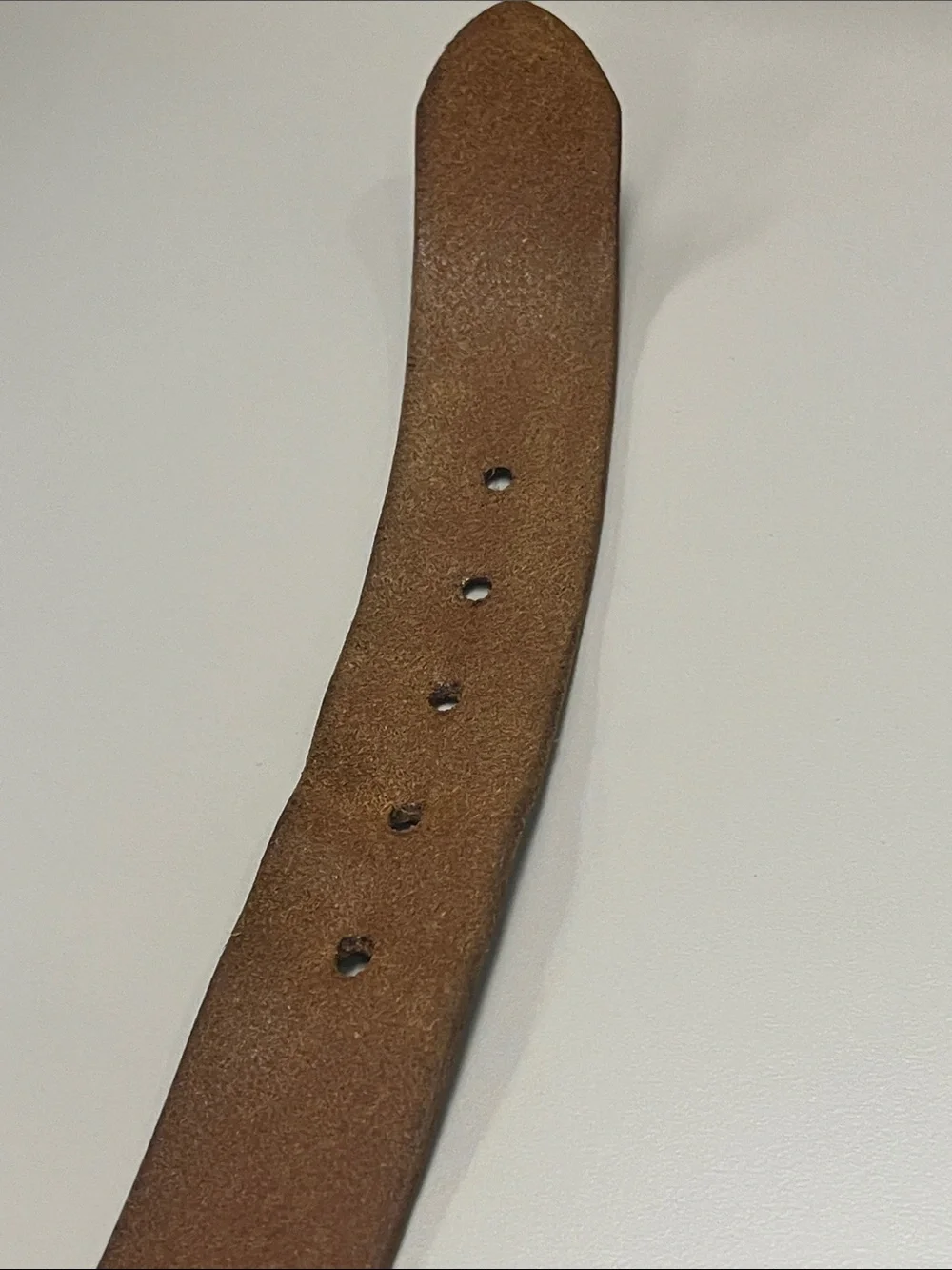 Source Unknown Distressed Brown Leather Belt with Silver Buckle